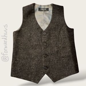 Paisley London Tweed Herringbone Button Front Vest Gray US 4T